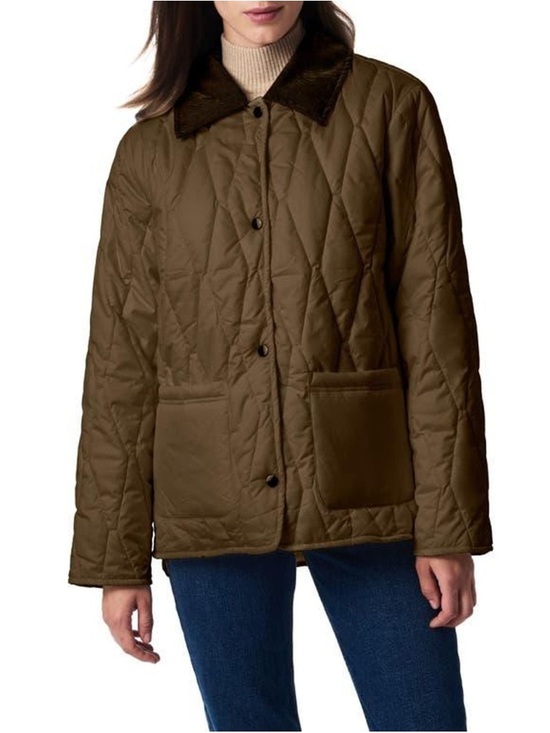 Bernardo Jackets & Blazers - Bernardo Corduroy Collared Quilted Jacket in Olive